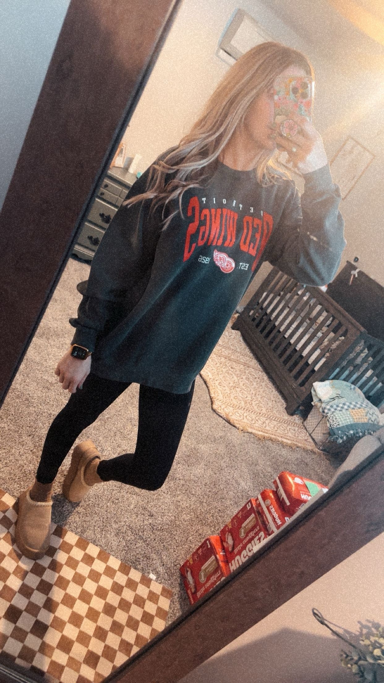 Detroit Hockey Crewneck Sweatshirt ( Washed Grey )