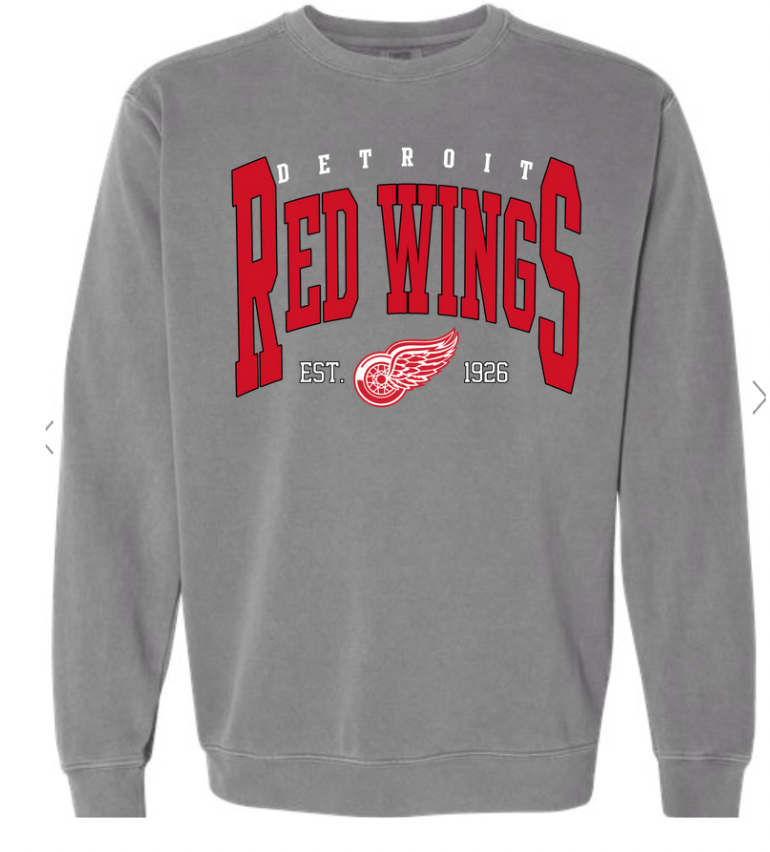 Detroit Hockey Crewneck Sweatshirt ( Washed Grey )
