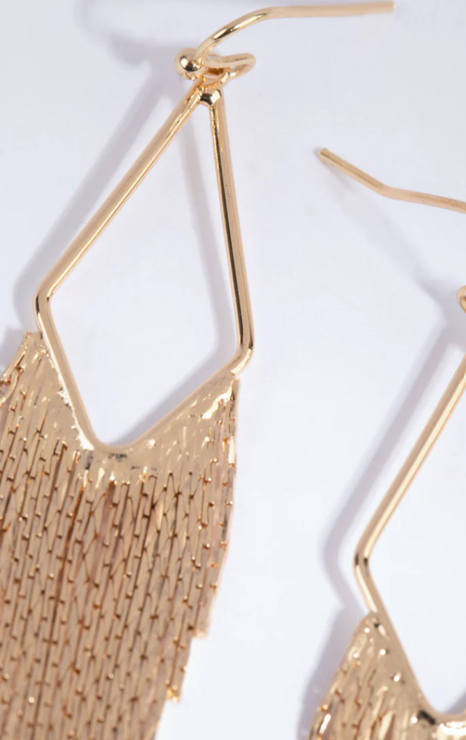 Gold Mini Tassel Drop Earrings