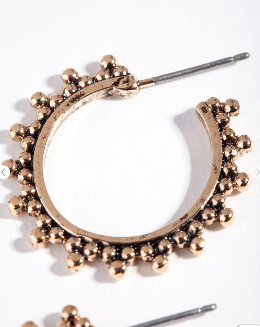 Antique Gold Bohemian Bead Hoop Earrings