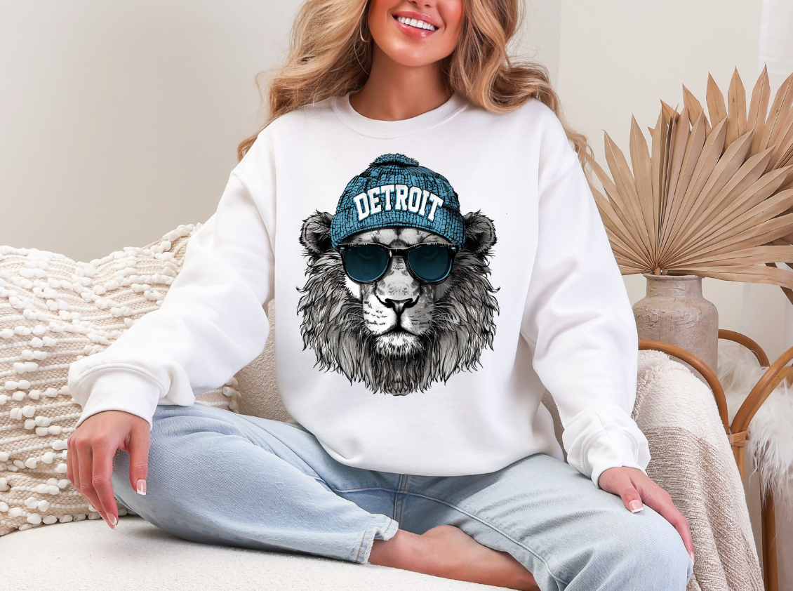 Detroit Lions Football Crewneck Sweatshirt  (Color Options)