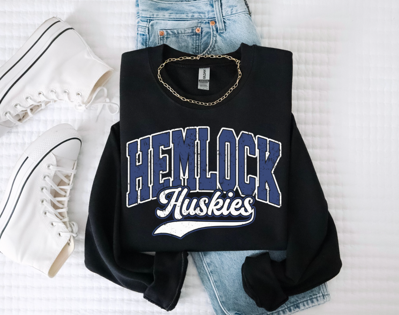 Hemlock Huskies Retro Crewneck Sweatshirt ( Color Options)