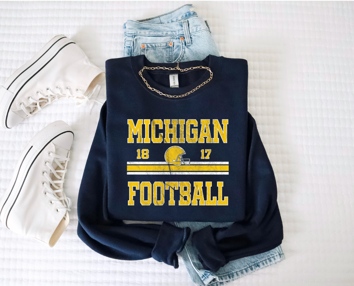 Michigan Football Retro Crewneck Sweatshirt ( Color Options)
