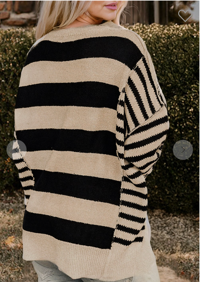 Stripe Drop Shoulder Baggy Sweater