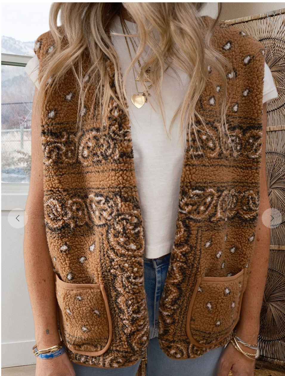 Western Sherpa Paisley Pocketed Vest