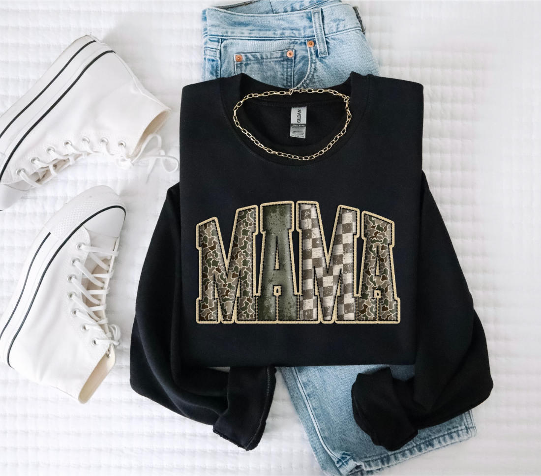 Camo/ Check Mama Crewneck Sweatshirt (Color Options)