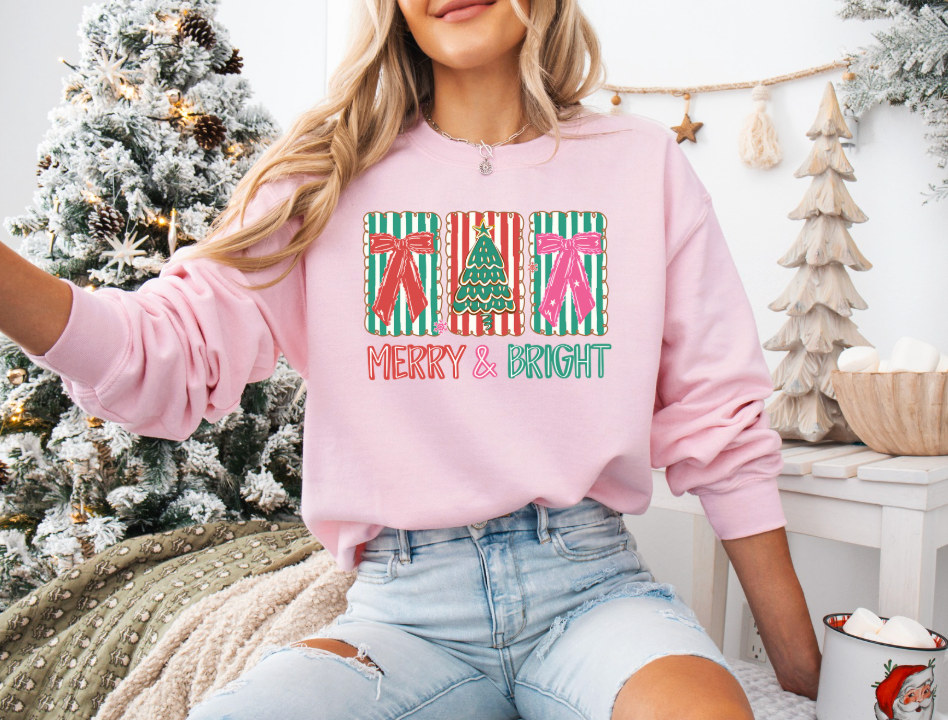 Merry & Bright Crewneck Sweatshirt ( Color Options)