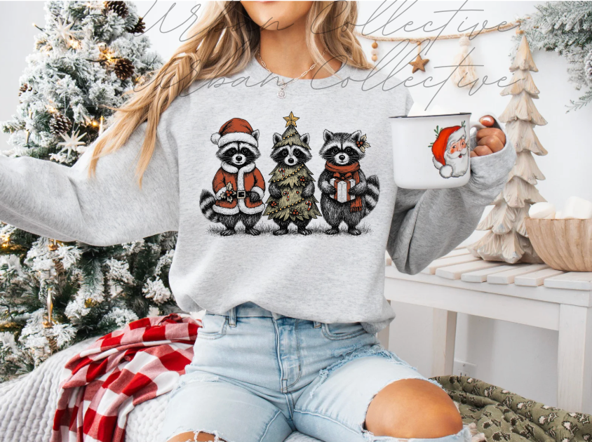 Raccoon Christmas Crewneck Sweatshirt