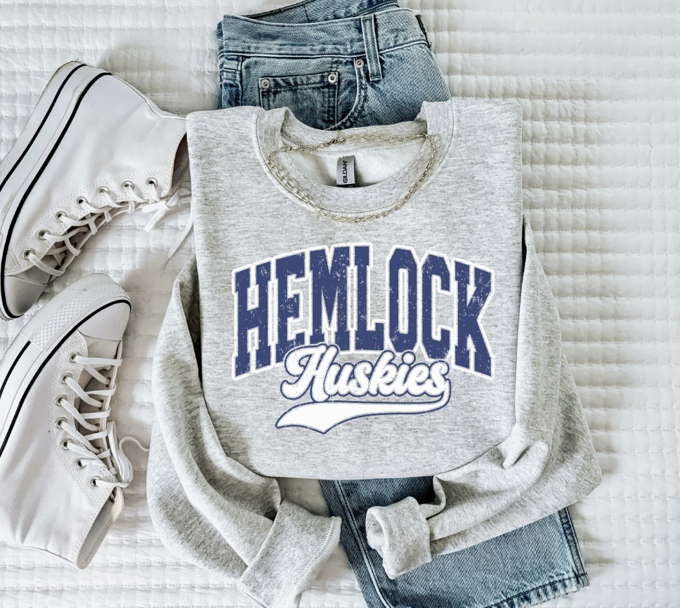 Hemlock Huskies Retro Crewneck Sweatshirt ( Color Options)