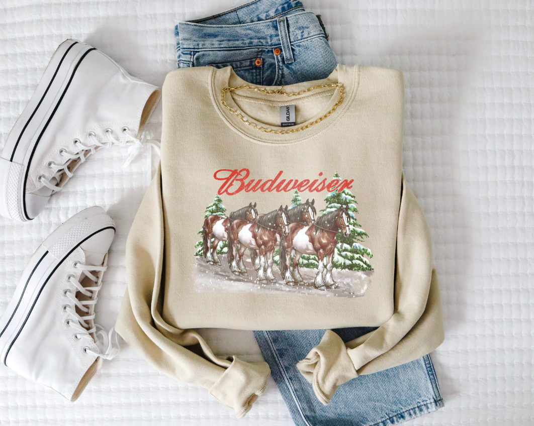 Budweiser Christmas Crewneck Sweatshirt ( Color Options)