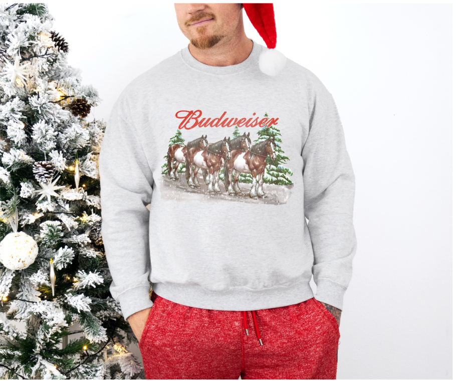 Budweiser Christmas Crewneck Sweatshirt ( Color Options)