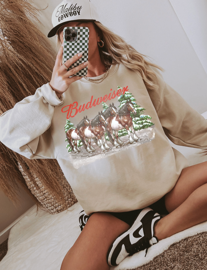 Budweiser Christmas Crewneck Sweatshirt ( Color Options)