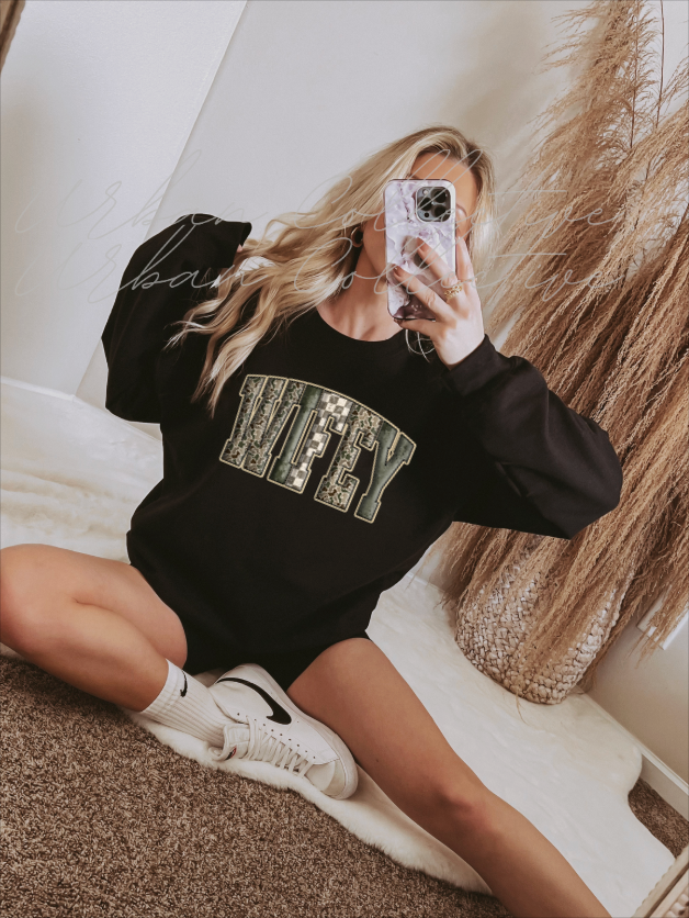Camo/Check Wifey Crewneck Sweatshirt