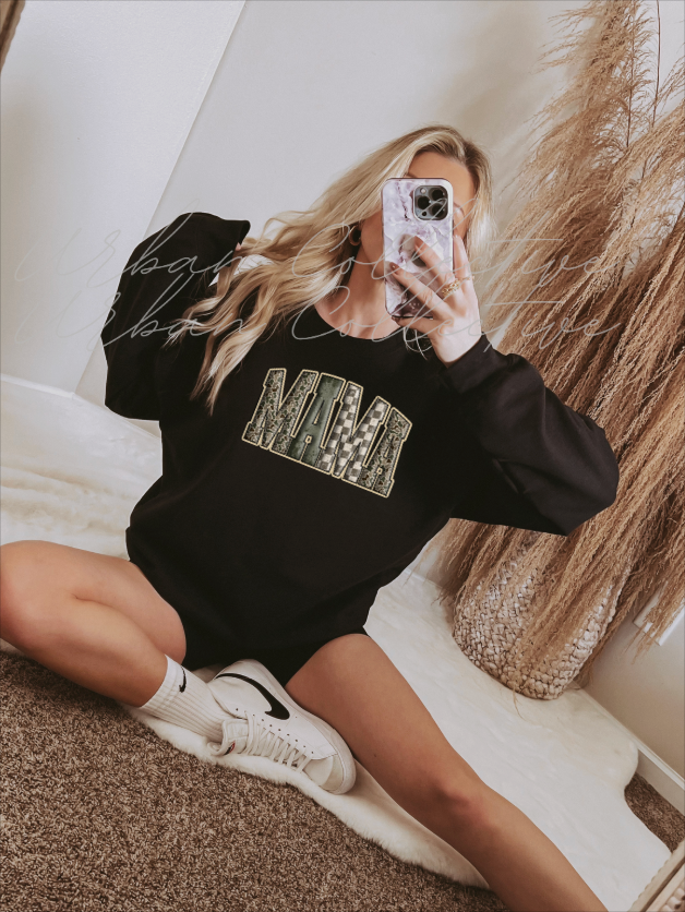 Camo/ Check Mama Crewneck Sweatshirt (Color Options)