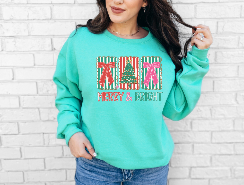Merry & Bright Crewneck Sweatshirt ( Color Options)