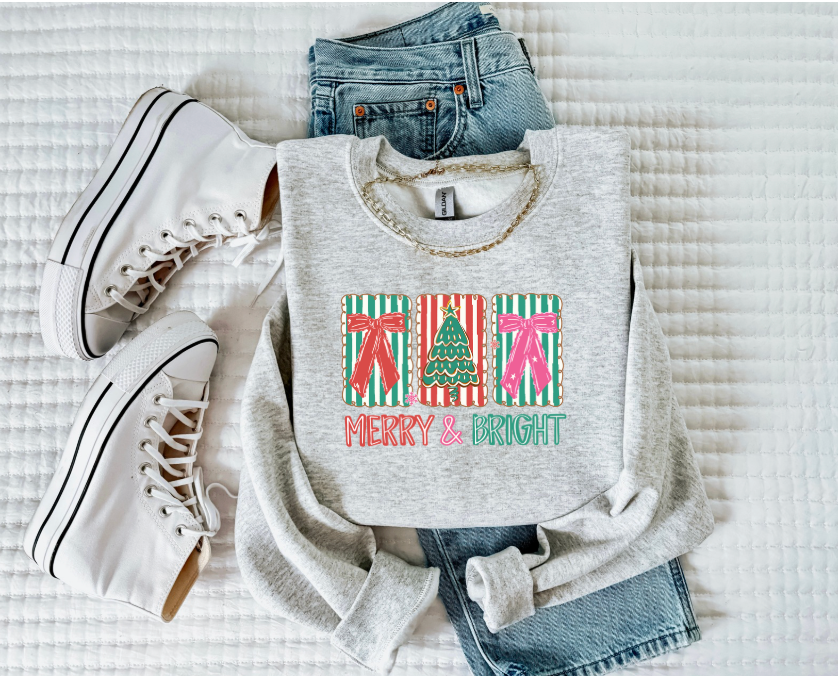 Merry & Bright Crewneck Sweatshirt ( Color Options)